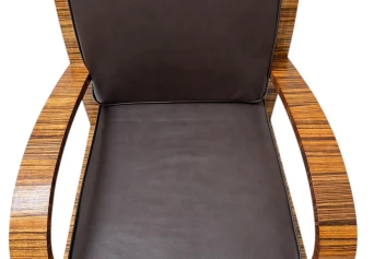 Two Art Deco Lounge Chairs with Leather Cushions France, 1930s